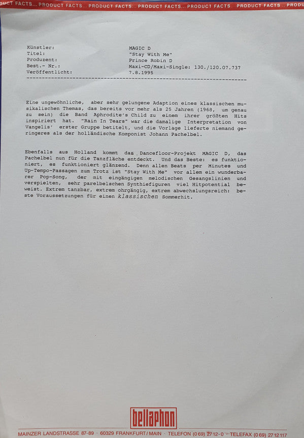 Magic D : Stay With Me (12")