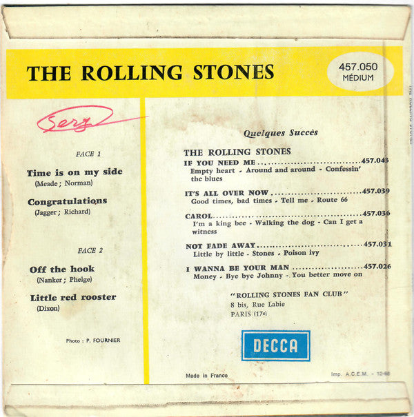 The Rolling Stones : Time Is On My Side (7", EP, Mono, RP)