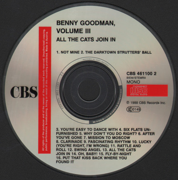 Benny Goodman : Vol. III: All The Cats Join In (CD, Comp, Mono, RM)