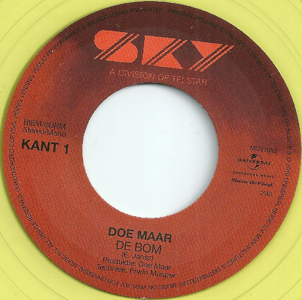 Doe Maar : De Bom (7", RSD, Single, Num, Yel)