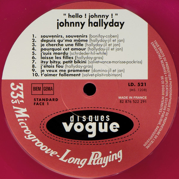 Johnny Hallyday : Hello Johnny (LP, S/Sided, Album, Mono, Etch, Ltd, RE, Pin)