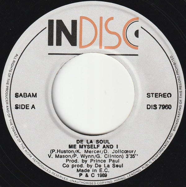 De La Soul : Me Myself And I (7", Single)