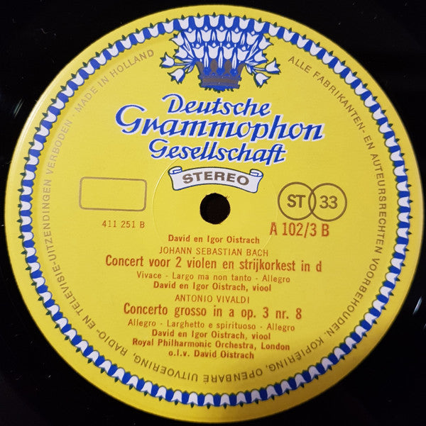 Johann Sebastian Bach, Antonio Vivaldi, David Oistrach, Igor Oistrach, Georg Fischer, Kammerorchester Der Musikvereinigung Der Wiener Symphoniker, Royal Philharmonic Orchestra : David en Igor Oistrach (LP, Comp, Club)