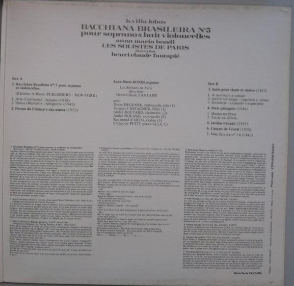 Heitor Villa-Lobos / Anna-Maria Bondi, Orchestre Des Solistes De Paris , Dir. Henri-Claude Fantapié : Bacchiana Brasileira N°5 (LP, Album)