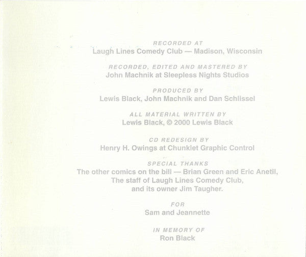 Lewis Black : The White Album (CD, Album)