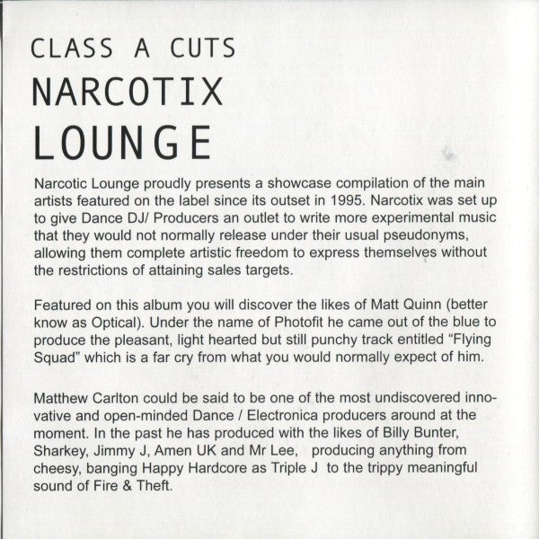 Various : Class A Cuts Volume 2 - Narcotix Lounge (CD, Comp)