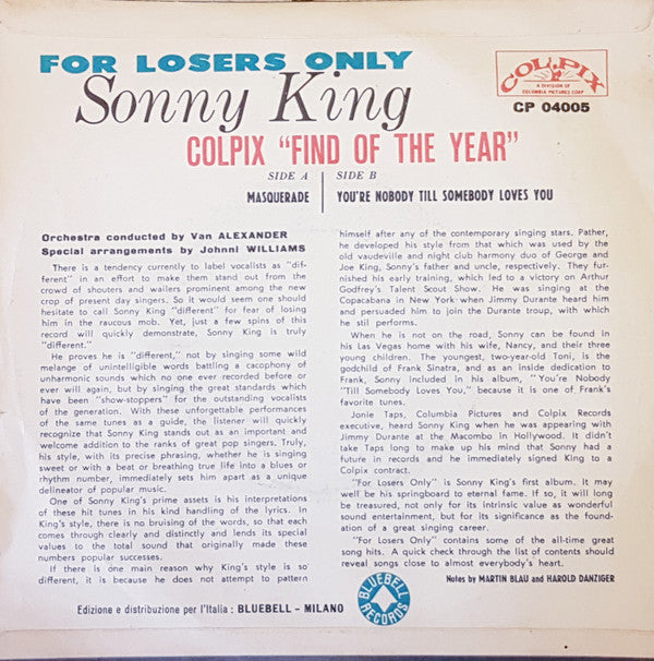 Sonny King (2) : For Loser Only (7")