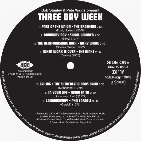 Bob Stanley & Pete Wiggs : Three Day Week (When The Lights Went Out 1972-1975)  (2xLP, Comp, Mono, Cle)