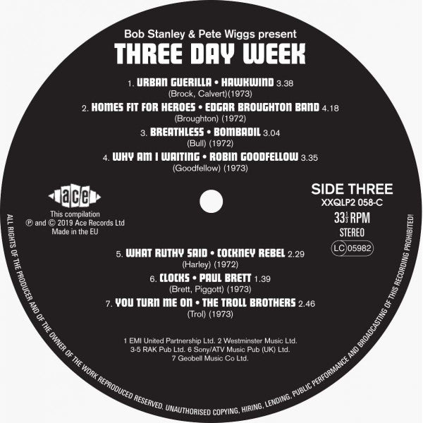 Bob Stanley & Pete Wiggs : Three Day Week (When The Lights Went Out 1972-1975)  (2xLP, Comp, Mono, Cle)