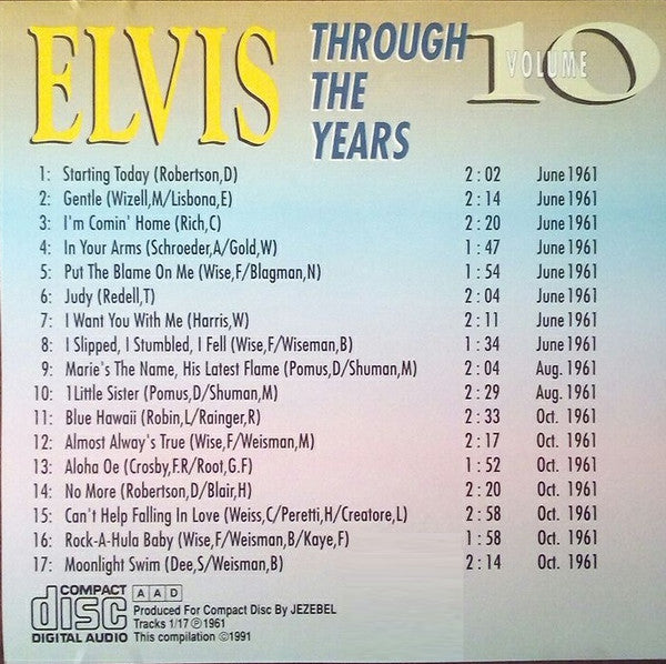 Elvis Presley : Through The Years Volume 10 - I'm Comin' Home (CD, Comp)