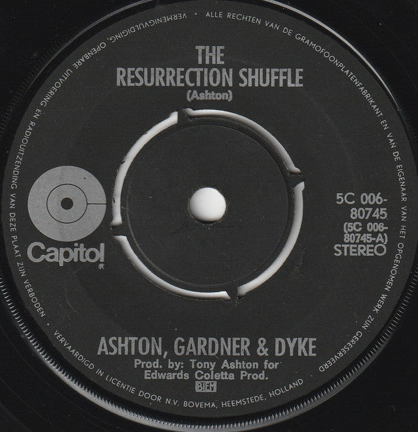 Ashton, Gardner & Dyke : The Resurrection Shuffle (7", Single, Ora)