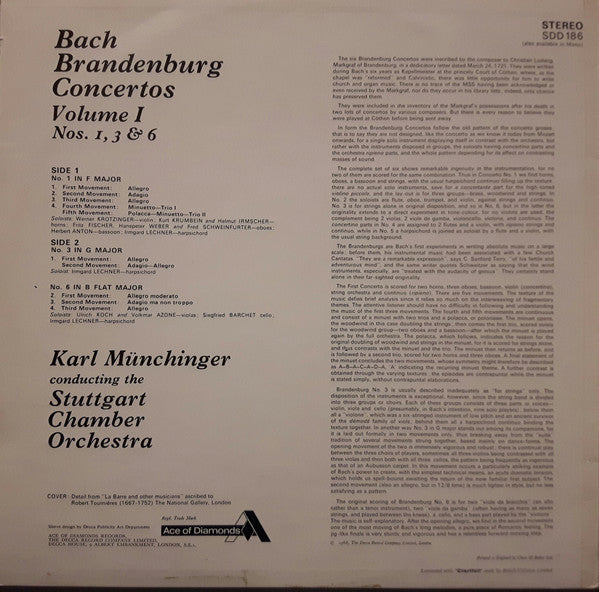 Johann Sebastian Bach, Stuttgarter Kammerorchester ,Stuttgart Chamber Orchestra Karl Münchinger : Brandenburg Concertos, Volume I Nos. 1,3 &6 (LP, Album)