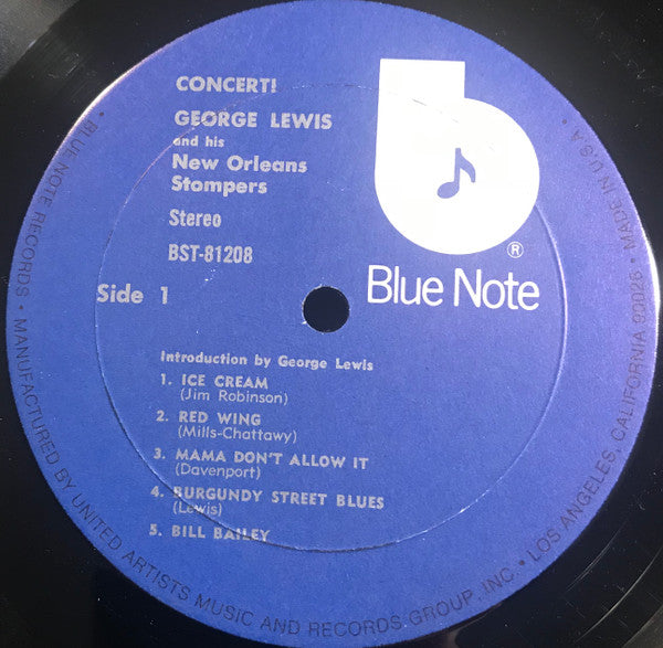 George Lewis And His New Orleans Stompers : Concert (LP)