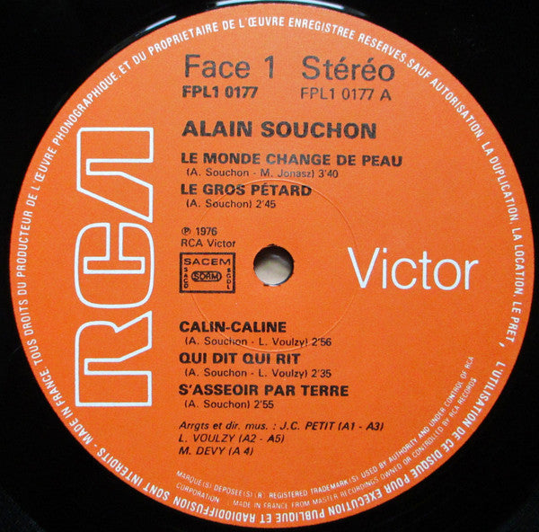 Alain Souchon : Bidon (LP, Album, RE)