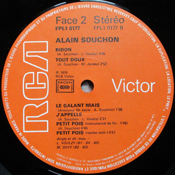 Alain Souchon : Bidon (LP, Album, RE)
