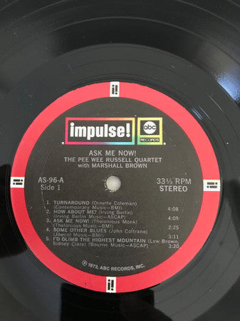 The Pee Wee Russell Quartet* With Marshall Brown : Ask Me Now! (LP, Album, RP)