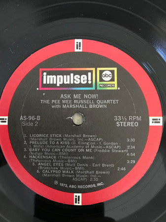 The Pee Wee Russell Quartet* With Marshall Brown : Ask Me Now! (LP, Album, RP)