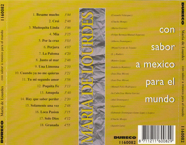 Maria De Lourdes : Con Sabor A Mexico Para El Mundo (CD, Album)