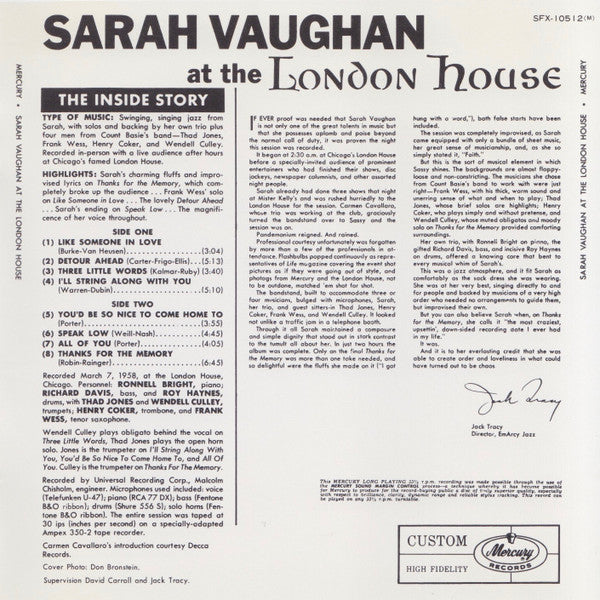 Sarah Vaughan : After Hours At The London House (CD, Album, RE)