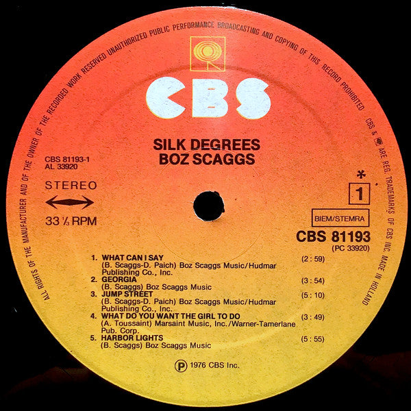 Boz Scaggs : Silk Degrees (LP, Album)