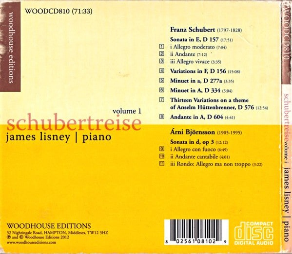 James Lisney : Schubertreise Volume 1 (CD, Comp, Dig)