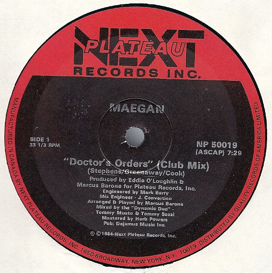 Maegan : Doctor's Orders (Club Mix) (12", Single)