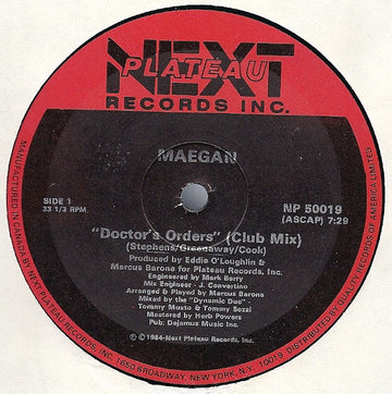 Maegan : Doctor's Orders (Club Mix) (12", Single)