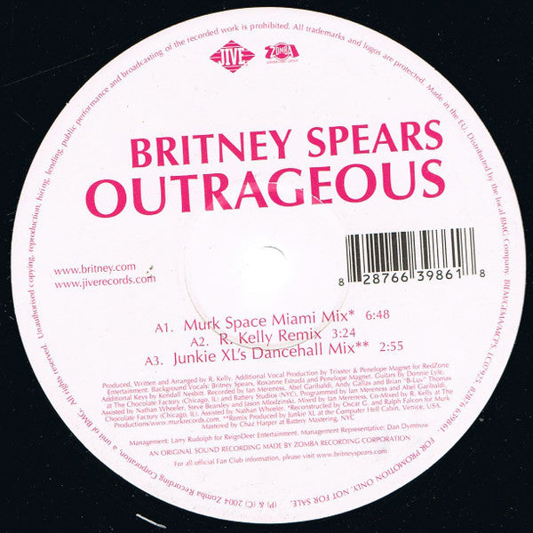 Britney Spears : Outrageous (Remixes) (12", Promo)