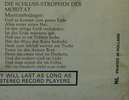Kurt Weill, Bertolt Brecht, Lotte Lenya : Die Dreigroschenoper (2xLP, RE)