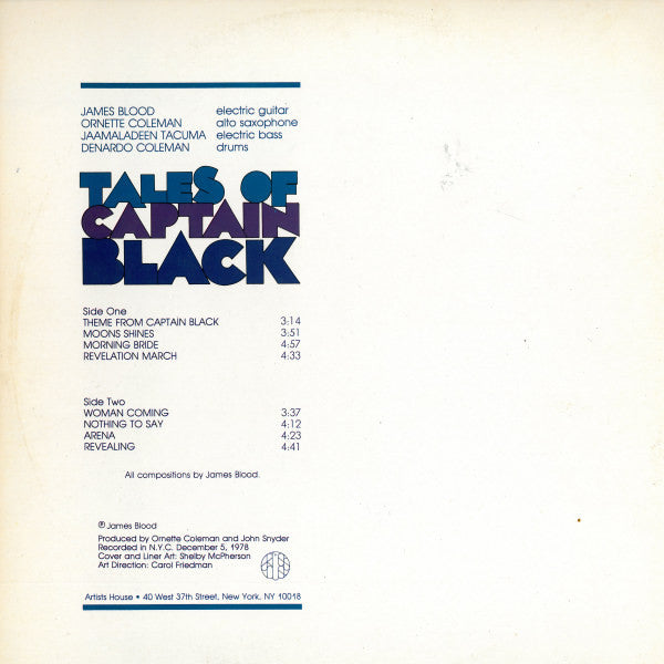 James Blood Ulmer : Tales Of Captain Black (LP, Album)