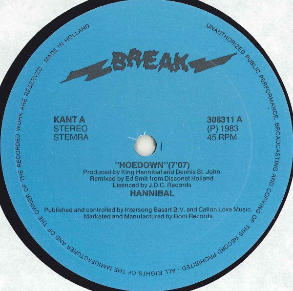 The Mighty Hannibal : Hoedown (12", Whi)