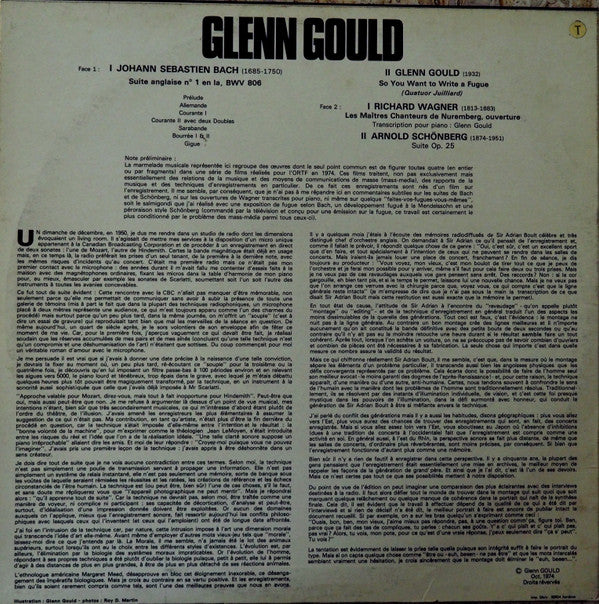 Glenn Gould : Bach Schönberg Wagner Gould (LP, Comp)