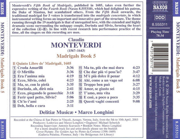 Claudio Monteverdi - Delitiæ Musicae, Marco Longhini (2) : Madrigals Book 5 (CD, Album)