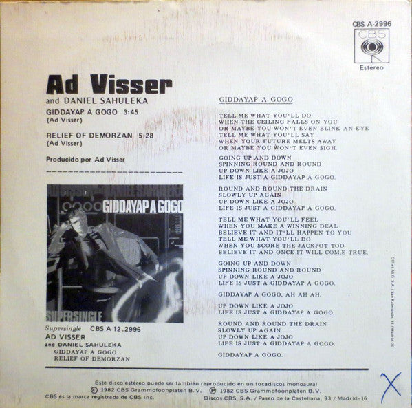 Ad Visser And Daniel Sahuleka : Giddayap A Gogo (7", Single)