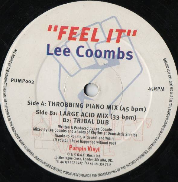 Lee Coombs : Feel It (12")