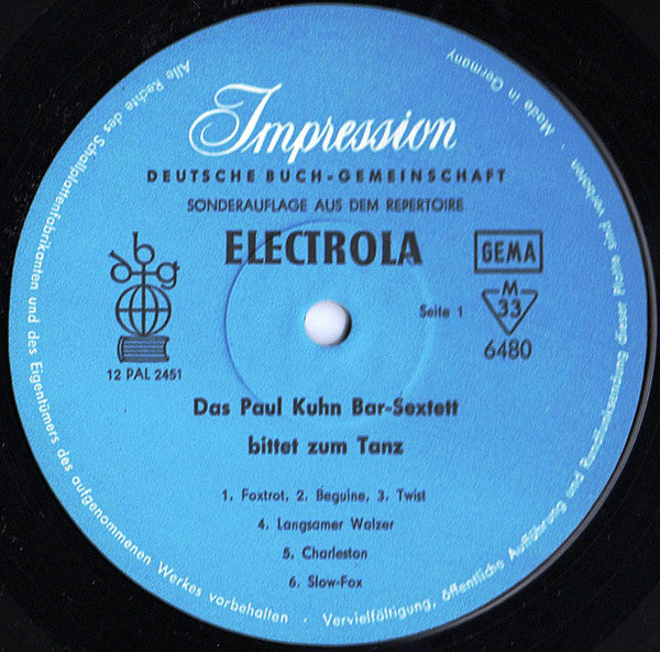 Paul Kuhn Bar-Sextett : Paul Kuhn Bar-Sextett Bittet Zum Tanz (LP, Album, Club)