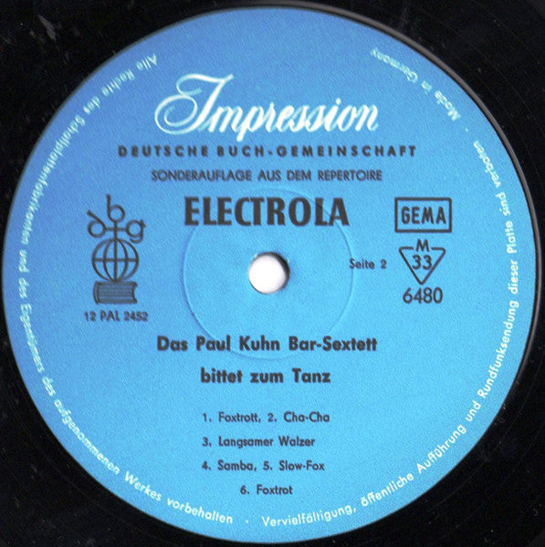 Paul Kuhn Bar-Sextett : Paul Kuhn Bar-Sextett Bittet Zum Tanz (LP, Album, Club)