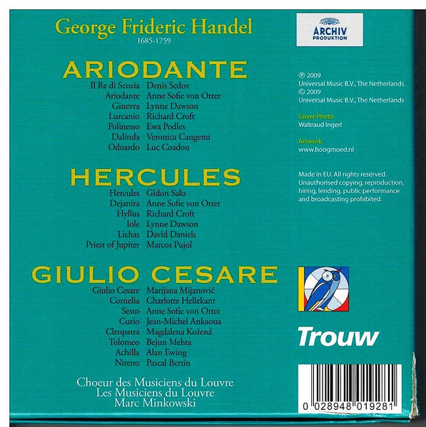 Georg Friedrich Händel / Anne Sofie Von Otter, Les Musiciens Du Louvre, Marc Minkowski : Giulio Cesare - Ariodante - Hercules (9xCD, RE + Box, Comp)