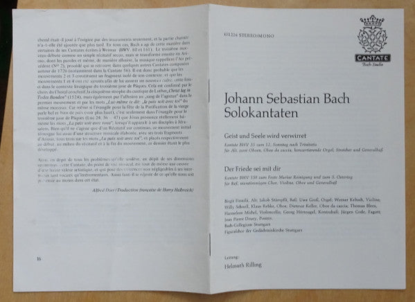 Johann Sebastian Bach, Helmuth Rilling : Solokantaten (LP, Mono)