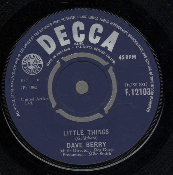 Dave Berry : Little Things / I've Got A Tiger By The Tail (7", Single)