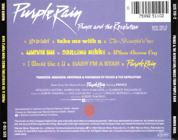 Prince And The Revolution : Purple Rain (CD, Album, RE)