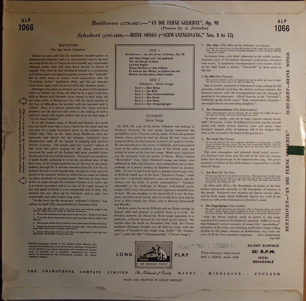 Dietrich Fischer-Dieskau, Gerald Moore : An Die Ferne / Heine Songs (LP, Album, Mono)