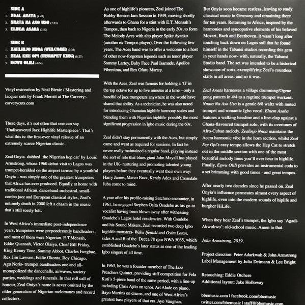 Zeal Onyiah : Trumpet King Zeal Onyia Returns (LP, Album, RE)