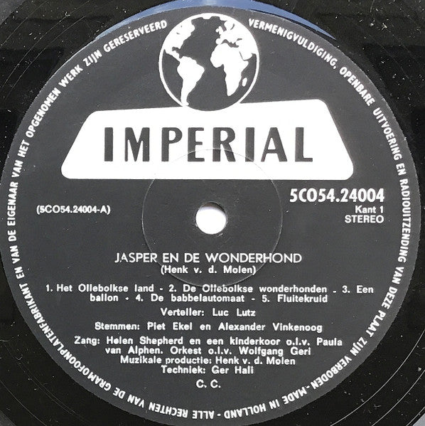 Henk van der Molen : Jasper En De Wonderhond (LP, Album, Mono)