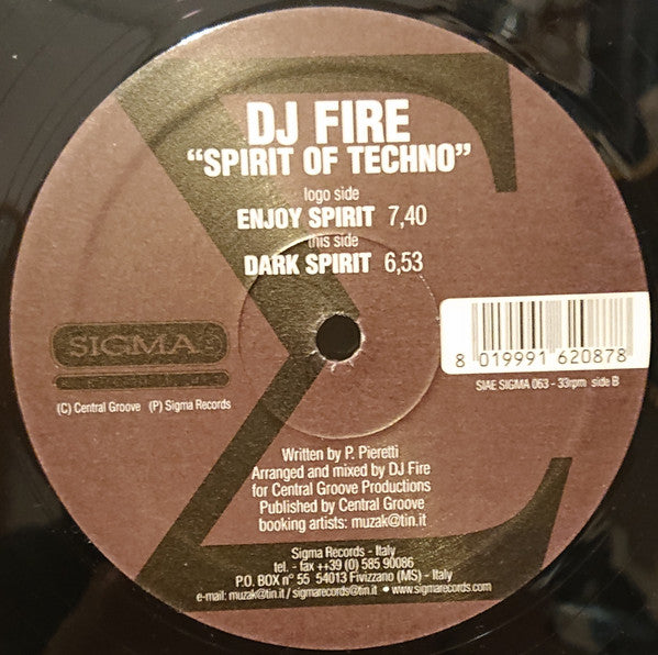 DJ Fire (2) : Spirit Of Techno (12")