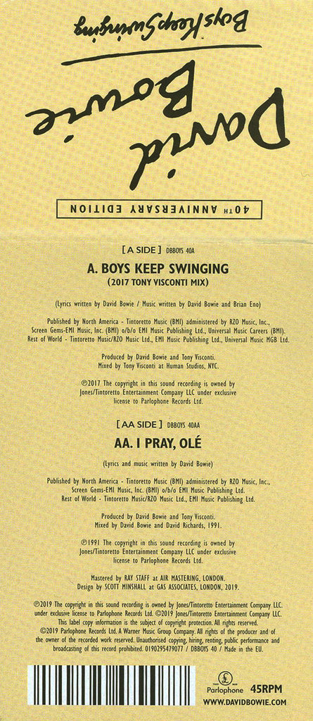 David Bowie : Boys Keep Swinging (7", Single, Ltd, Pic)