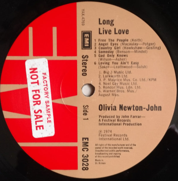 Olivia Newton-John : Long Live Love (LP, Album)