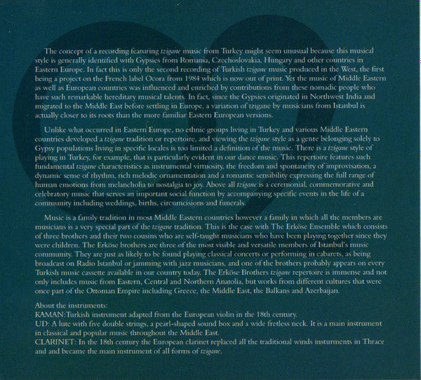The Erköse Ensemble : Gypsy Music Of  Turkey (CD)