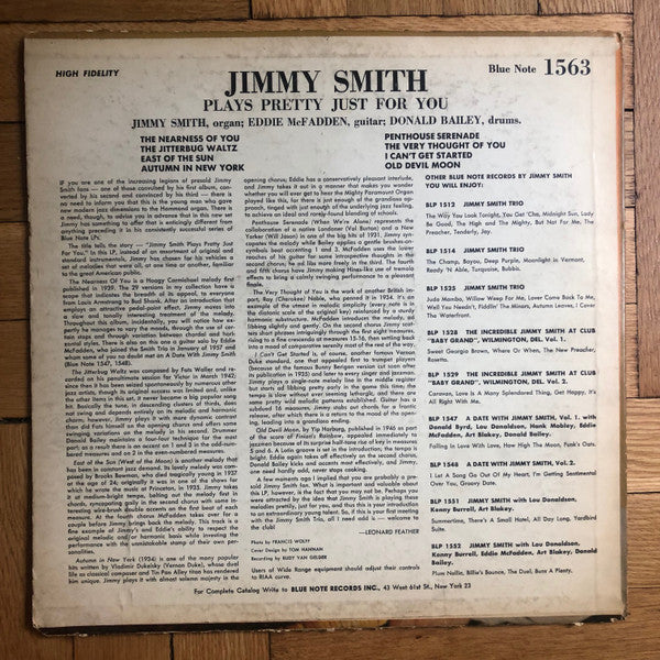 Jimmy Smith : Plays Pretty Just For You (LP, Album, RE, Lib)