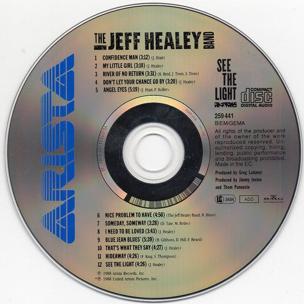 The Jeff Healey Band : See The Light (CD, Album, RE)